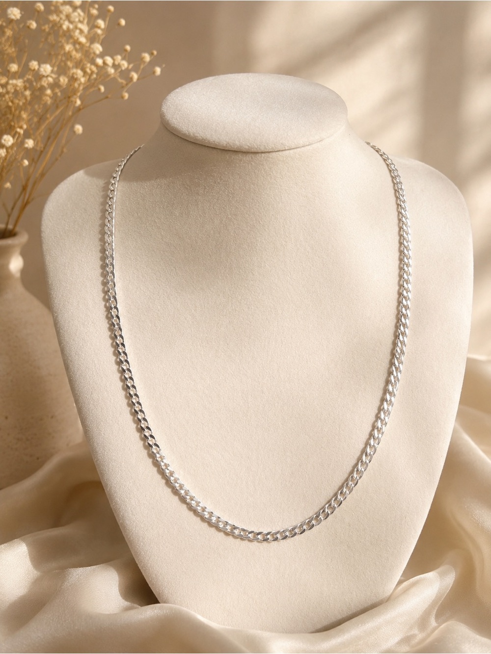 Sterling silver 925 Italian Curb Chain Necklace - Women Jewelry 16”